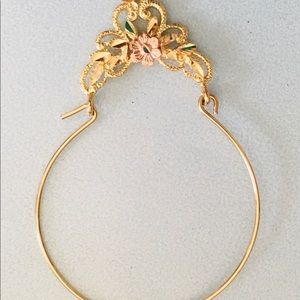 New, Gold Charm Holder, Floral, two toned